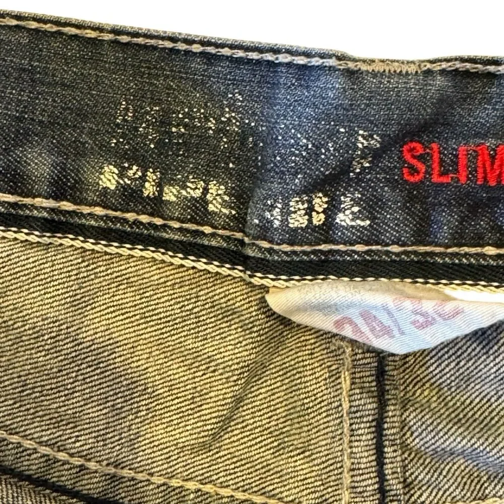 Urban Pipeline Slim Straight Mens Jeans 34x32 Distressed Y2K Style Vintage Denim